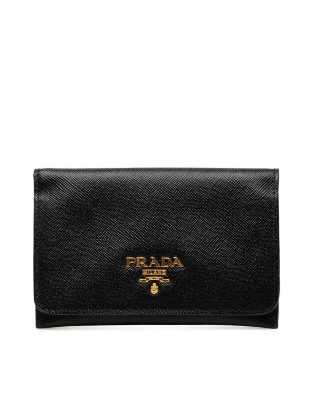 Prada Card Case Business Holder Black Saffiano Leather
